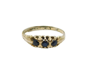 Sterling Silver Three Stone Sapphire Ring Vintage 1981 Birmingham Size L 1/2