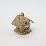 Sterling Silver Opening Ski Chalet Charm Pendant Vintage c1970s