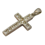 Sterling Silver Paste Set Cross Crucifix Charm Pendant Vintage c1970