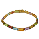 Contemporary 9ct Yellow Gold & Multi-Stone Set Tennis Bracelet 7.8" Length
