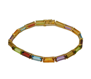 Contemporary 9ct Yellow Gold & Multi-Stone Set Tennis Bracelet 7.8" Length