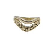 Sterling Silver Navajo Style Curved Patterned Studio Ring Vintage c1970 Size T