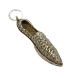 Sterling Silver Patterned Textured Slipper Moccasin Charm Pendant Vintage c1970