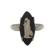 Sterling Silver Wedgwood Jasperware Set Dress Ring Vintage 1973 London