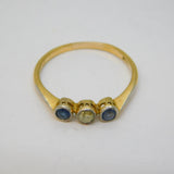 Victorian 18ct Gold, Sapphire & Diamond Three-Stone Ring Antique c1890s