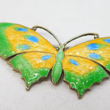 Sterling Silver & Colourful Enamel Butterfly Brooch Pin Antique c1940 Art Deco