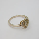 Sterling Silver Pave CZ Heart Dress Ring Vintage c1970 Size M
