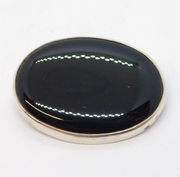 Sterling Silver Mounted Black Onyx Brooch Pin Vintage 1988 London