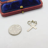 Sterling Silver Delicate Crucifix Charm Pendant Vintage c1970