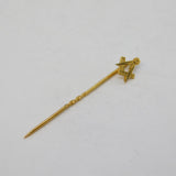 9ct Yellow Gold Masonic Square & Compass Stick Pin Vintage London