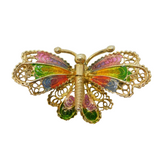 800 Grade Silver & Enamel Filigree Form Butterfly Brooch Vintage