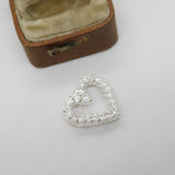 Sterling Silver Paste Set Heart Drop Charm Pendant Vintage c1970