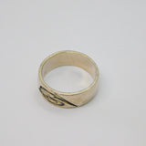 Sterling Silver Carved Pattern Wedding Band Ring Vintage c1970 Size S