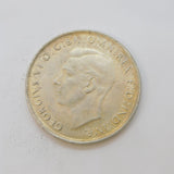 King George VI Australia Silver Coronation Crown Coin 1937 Very Fine Condition