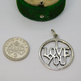 Sterling Silver I Love You Charm Pendant Vintage c1970