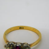 Victorian 18ct Gold, Ruby & 0.3ct Diamond Dress Ring Antique c1880s