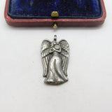 Sterling Silver & Paste Set Angel Fob Pendant possibly WW1 Antique