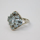 Sterling Silver 9 Oval Blue Topaz Modernist Dress Ring Vintage c1970 Size O
