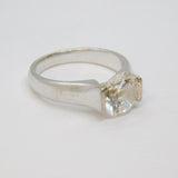 Sterling Silver Paste Solitaire Engagement Band Ring Vintage c1970 Size P 1/2