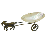 19th Century French Gilt Metal & Pearl Goat Cart Souvenir Thimble Holder Antique
