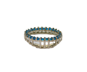Sterling Silver Blue Topaz Graduating Band Studio Ring Vintage c1970 Size L 1/2