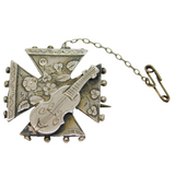 Victorian Sterling Silver Maltese Cross Cello Sweetheart Brooch Antique c1890