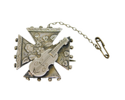 Victorian Sterling Silver Maltese Cross Cello Sweetheart Brooch Antique c1890