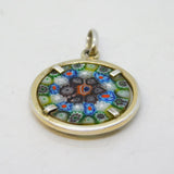 Sterling Silver Mounted Millefiori Glass Pendant Vintage c1980s