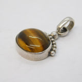 Sterling Silver, Tiger's Eye Drop Pendant Fob Vintage c1970s