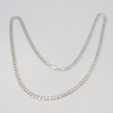 Italian Sterling Silver Diamond Cut Curb Chain Necklace Vintage c1980 20" Length