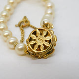 Sterling Silver Gilt & Cultured Pearl Set Floral Bracelet Vintage c1970s
