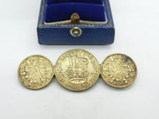 George V .500 Silver Gilt Shilling & Sixpence Coin Brooch Antique 1928 Deco