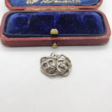 Sterling Silver Muse Mask Comedy & Tragedy Charm Pendant Vintage c1970
