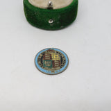 Queen Victoria Sterling Silver Gilt & Blue Enamel Sixpence Coin Antique 1887
