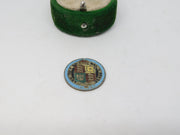 Queen Victoria Sterling Silver Gilt & Blue Enamel Sixpence Coin Antique 1887