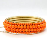 19th Century Austro-Hungarian Sterling Silver Gilt & Coral Cuff Bangle Antique