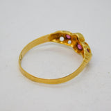 Edwardian 18ct Gold, Almandine Garnet & Diamond Boat Ring Antique Chester