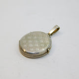 Sterling Silver Tartan Check Patterned Oval Locket Charm Pendant Vintage c1970