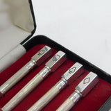 Boxed Set of Sterling Silver & Enamel Propelling Trumps Pencils Vintage