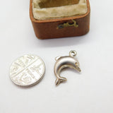 Sterling Silver Leaping Dolphin Charm Pendant Vintage c1970