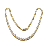 Sterling Silver Gilt Graduating Paste Set Sparkling Necklace Vintage c1990s