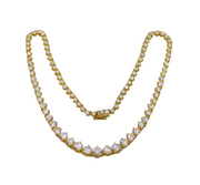 Sterling Silver Gilt Graduating Paste Set Sparkling Necklace Vintage c1990s