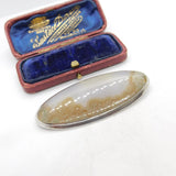 Large Sterling Silver Large Moss Agate Brooch Antique c1920 Art Deco