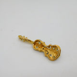Sterling Silver Gilt & Spinel Set Violin Form Drop Pendant Vintage c1980