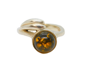 Sterling Silver Baltic Amber Studio Style Ring Vintage 2003 London Size R 1/2