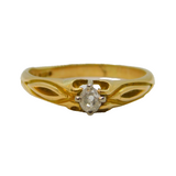 14ct Yellow Gold & 0.1ct Diamond Solitaire Ring Vintage c1970s