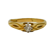 14ct Yellow Gold & 0.1ct Diamond Solitaire Ring Vintage c1970s
