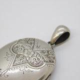 Victorian Sterling Silver Floral Pattern Sweetheart Locket Antique c1880s