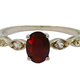 Sterling Silver Garnet & White Sapphire Dress Ring Vintage c1970 Size N 1/2