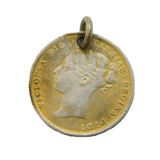 Victorian Sterling Silver Young Head 1885 Threepence Coin Pendant Antique
